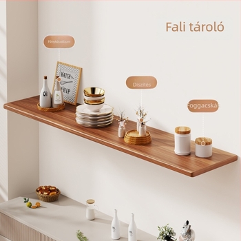 Fali polc, egyrétegű, sűrűséglemezből, világos luxus stílusú, nappali tároláshoz