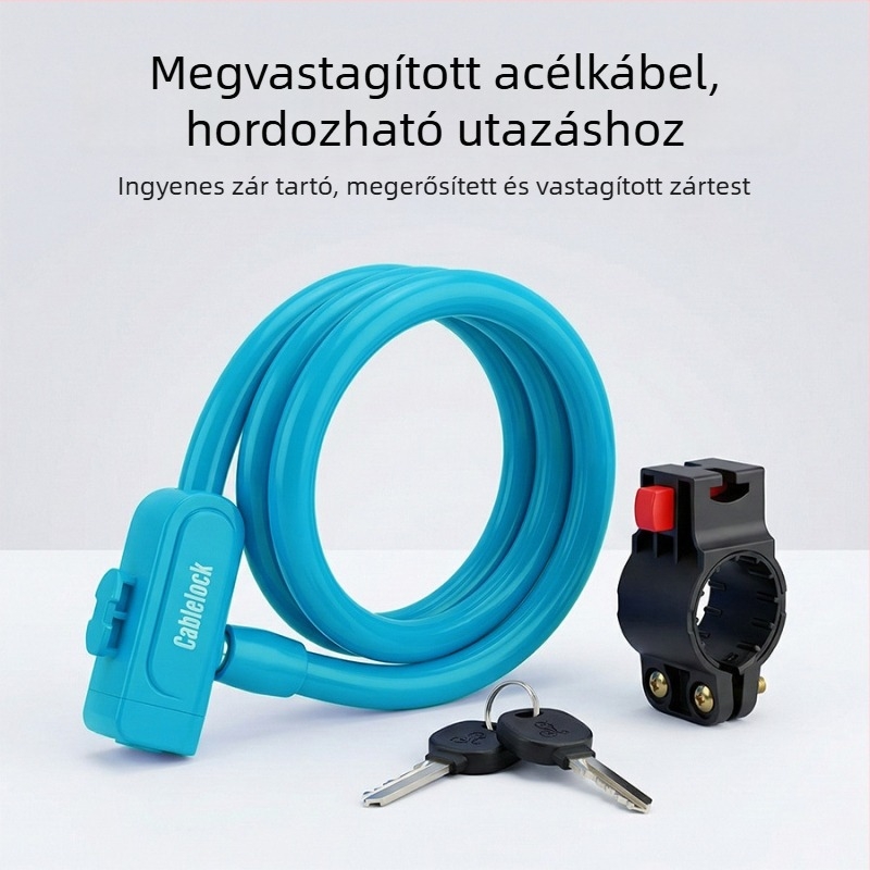 Gumírozott bevonatú gyűrű alakú acélsodrony zár kerékpárokhoz, modell 192#, anyag: vas-cink ötvözet PVC, modern minimalista stílus