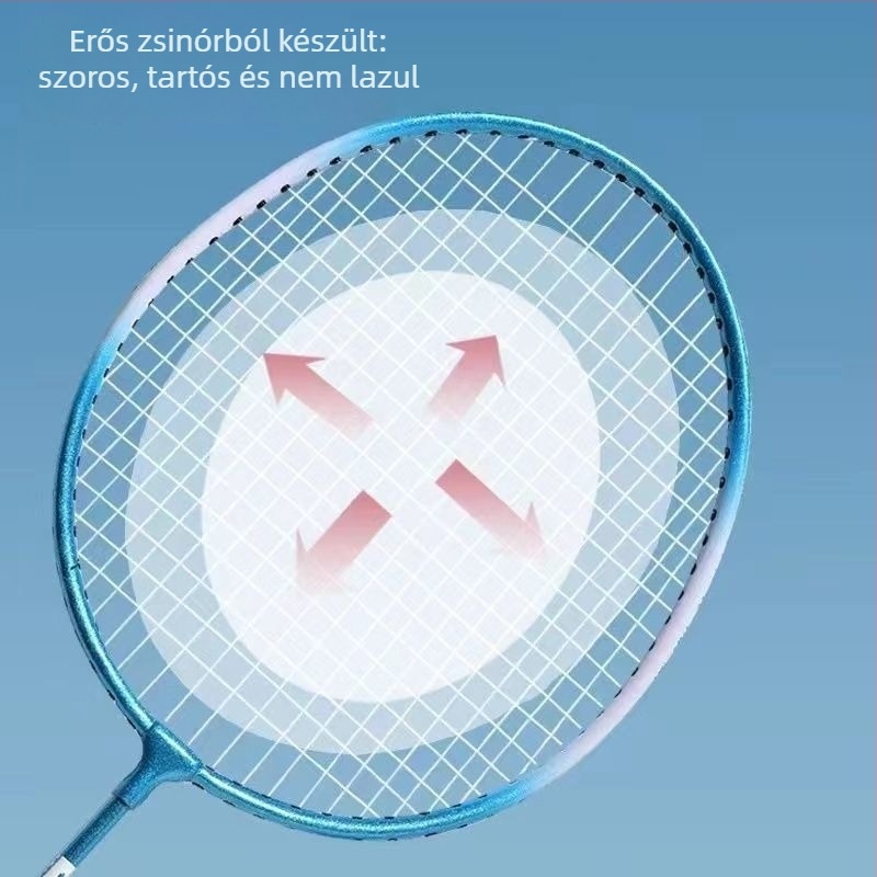 Edzésre szánt badmintonütő kettős készlet, szénszálas keret, nylon húrozat, kezdők és juniorok számára