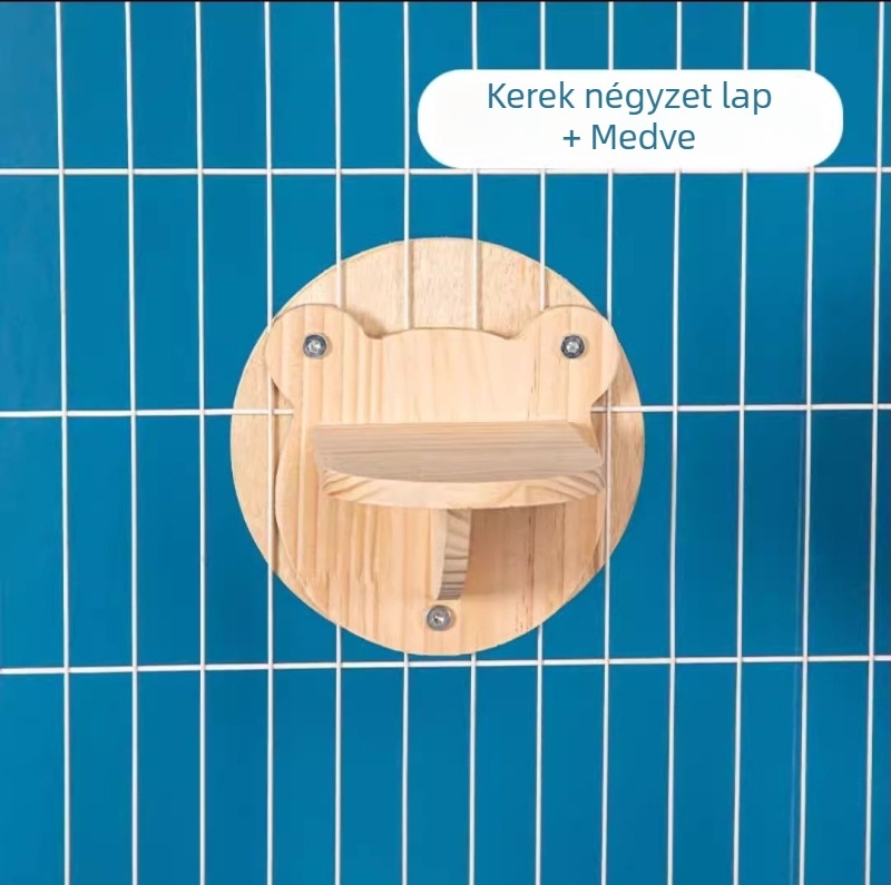 Fából készült, falra szerelhető macskás mászókeret kapszulás platformmal, helytakarékos kivitel, karmolóoszlop és létra, nyúl-fészek