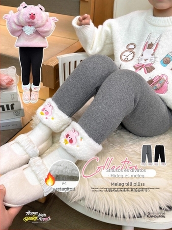 Lányoknak készült leggings, pamutkeverék (30% pamut), magas derekú, őszi-téli szezon, elasztikus derék