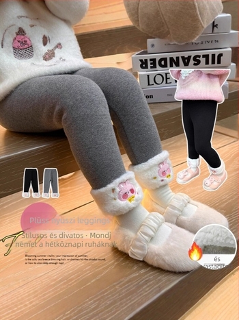 Lányoknak készült leggings, pamutkeverék (30% pamut), magas derekú, őszi-téli szezon, elasztikus derék