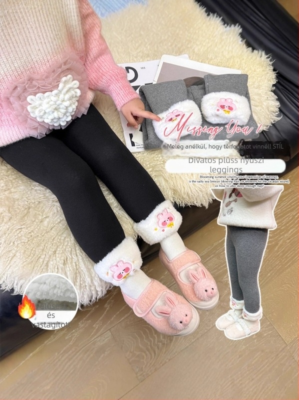 Lányoknak készült leggings, pamutkeverék (30% pamut), magas derekú, őszi-téli szezon, elasztikus derék