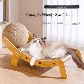 Macska karmoló deszka szisal és hullámkarton fészkelőhellyel, beépített fekvőhellyel