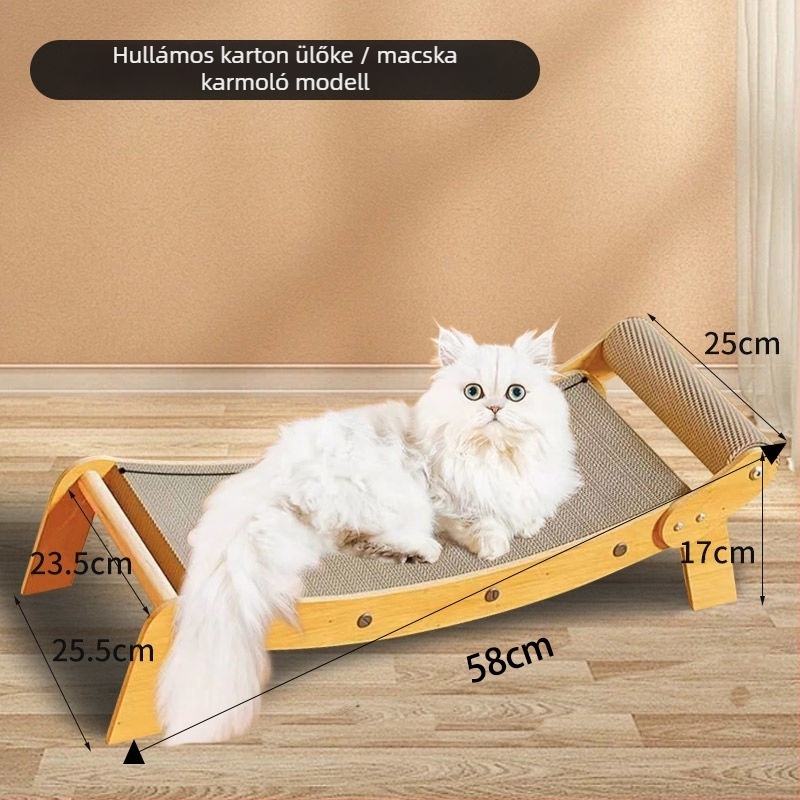 Macska karmoló deszka szisal és hullámkarton fészkelőhellyel, beépített fekvőhellyel
