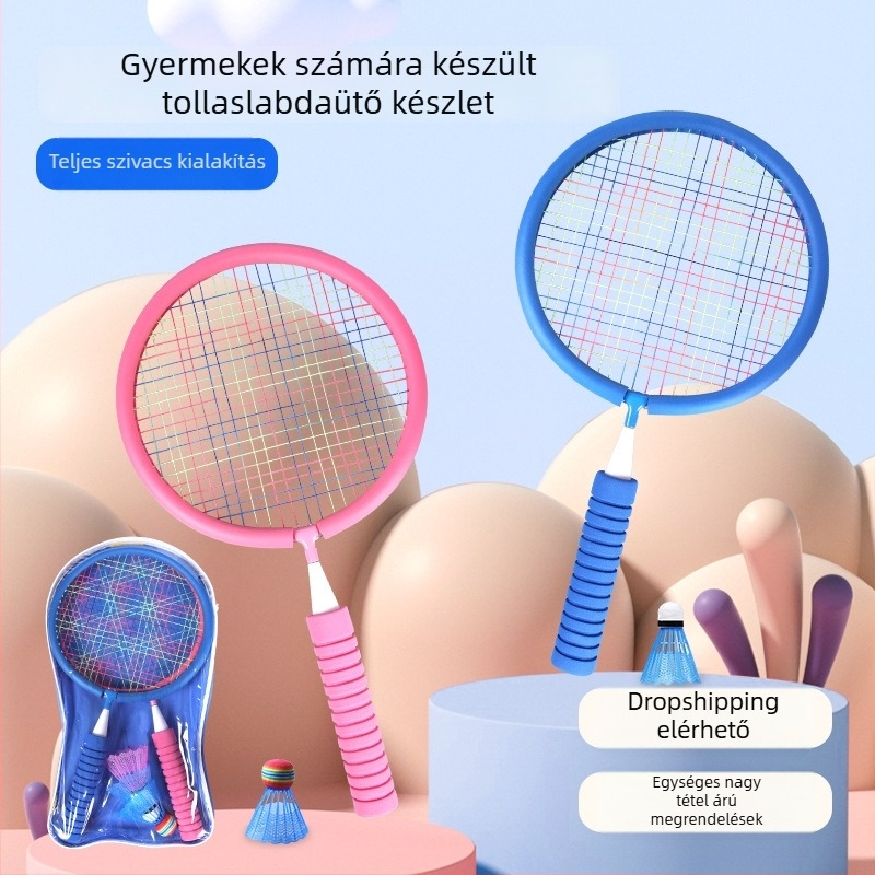 Wei Yan gyermekeknek szánt badminton ütő készlet, 2 ütő és 3 labda, egyenes markolat, 85–89 g súly, beltéri és kültéri játékhoz
