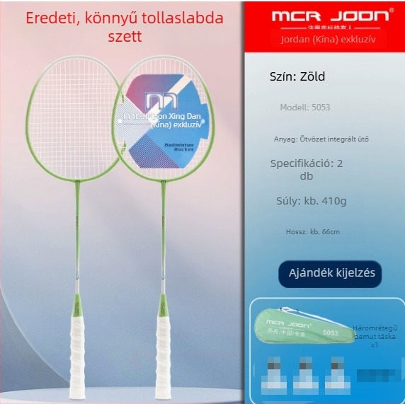 MCR JODN Tollaslabdaütő Készlet (2 db) – keret vasötvözet, tömeg 95–100 g, markolat vastagsága G4, egyenes nyél