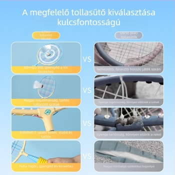 Gyerekeknek szóló tollaslabdaütő-készlet (kétütő) – Paul's Choice, vasötvözet keret, rostos damilok, közepes keménységű, badminton és teniszezéshez, 3–12 évesek