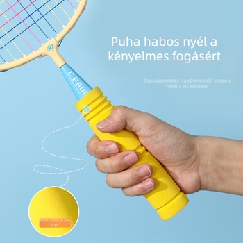 Gyerekeknek szóló tollaslabdaütő-készlet (kétütő) – Paul's Choice, vasötvözet keret, rostos damilok, közepes keménységű, badminton és teniszezéshez, 3–12 évesek