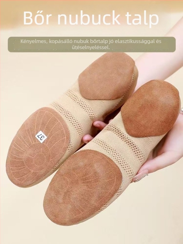 Tánccipő gyerekeknek (Uniszex) - Lycra felsőrész, bőrtalp, lélegző, könnyű, kopásálló