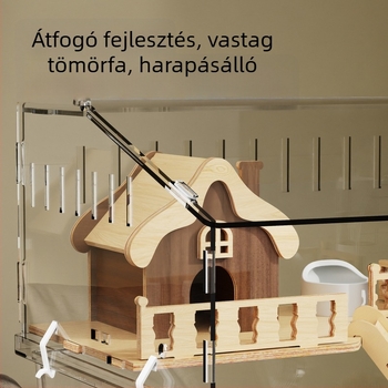 Hamster ketrec, műanyag, téglalap alakú, szellőző és lélegző, beltéri használatra, négy évszakos