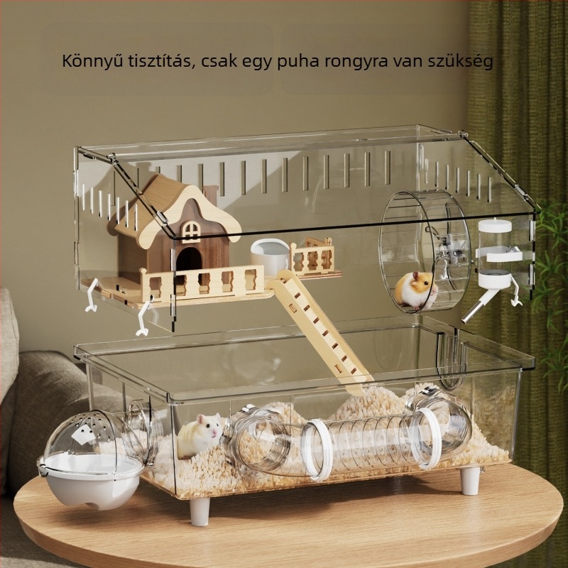 Hamster ketrec, műanyag, téglalap alakú, szellőző és lélegző, beltéri használatra, négy évszakos