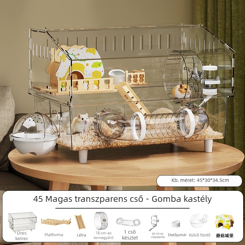 Hamster ketrec, műanyag, téglalap alakú, szellőző és lélegző, beltéri használatra, négy évszakos