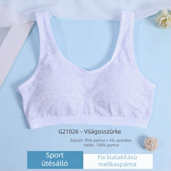 Pamut melltartó lányoknak a fejlődő korban, fix kosarakkal, vest-stílus, háromszög kosár, vékony formázó kosár poliészterrel