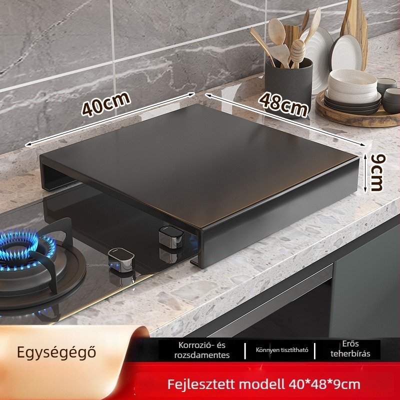 Gáztűzhelyhez asztali rendező – többfunkciós, mozgatható, szerelés nélkül; anyag: szénacél; stílus: modern minimalizmus