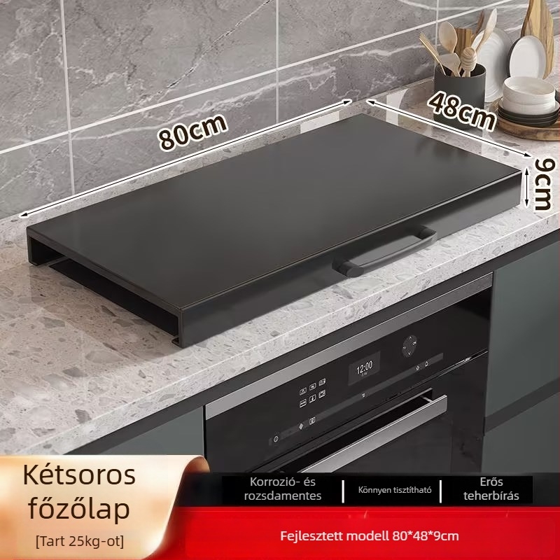 Gáztűzhelyhez asztali rendező – többfunkciós, mozgatható, szerelés nélkül; anyag: szénacél; stílus: modern minimalizmus