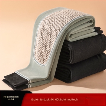 Férfi téli nadrág fleece belső réteggel és térdkalap védelemmel, poliészter anyag, extra vastag, egyrétegű