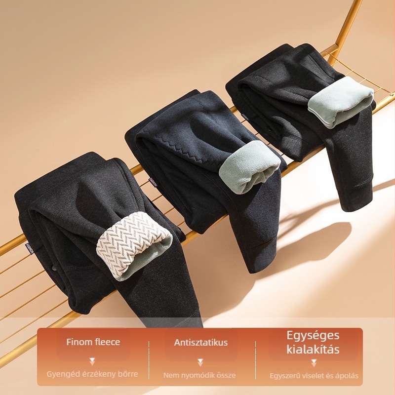 Férfi téli nadrág fleece belső réteggel és térdkalap védelemmel, poliészter anyag, extra vastag, egyrétegű