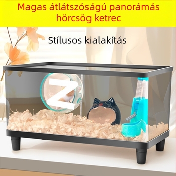 Plasztikból készült hörcsögketrec, átlátszó, négyszögletes, vízálló, belső használatra