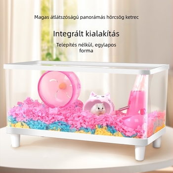 Plasztikból készült hörcsögketrec, átlátszó, négyszögletes, vízálló, belső használatra