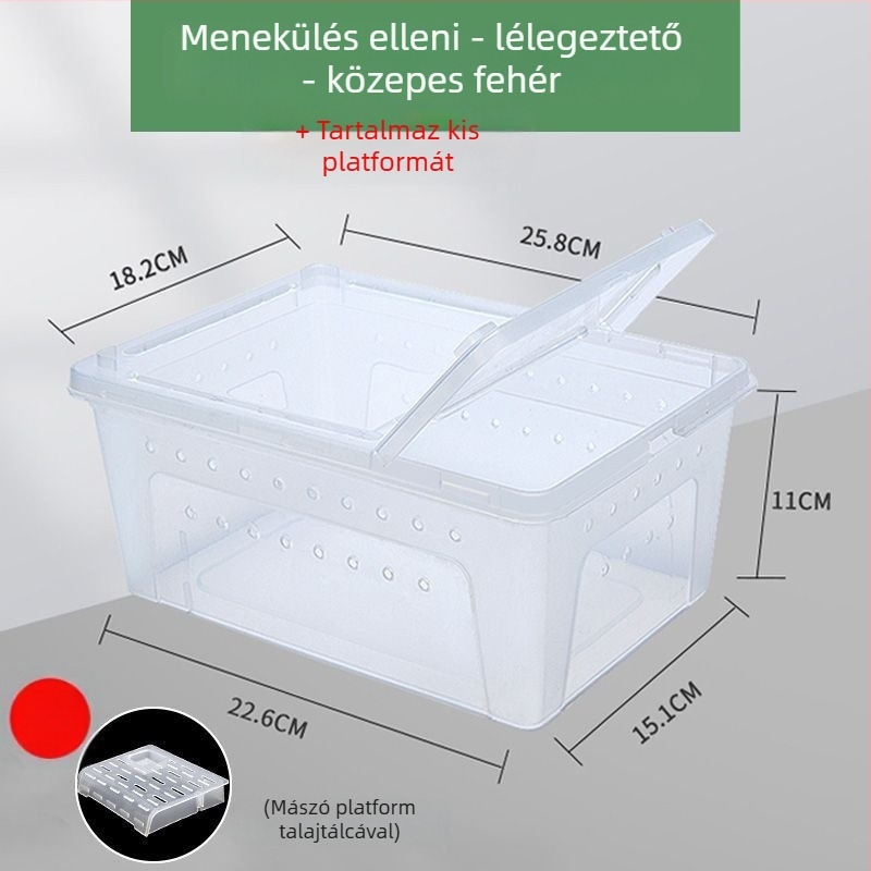Plasztikból készült hörcsögketrec, átlátszó, négyszögletes, vízálló, belső használatra