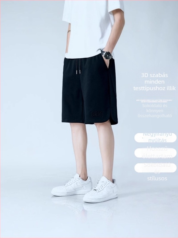 Férfi nehéz pamut‑keverék rövidnadrág, mikroelasztikus, egyenes szabás, 65/35 pamut‑poliészter, Nyár 2025