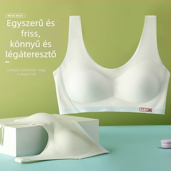 Pubertás korú lányok sportmelltartója, 2. szakasz (12–15 év), nejlon anyag, 3/4 kosár, vékony formázott kosár pamut béléssel, rögzített dupla vállpántok