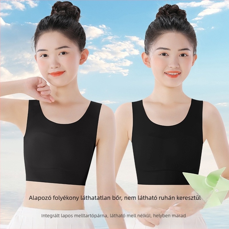 Lányoknak tornatanító melltartó – nylon/elastán 75/25 – egész évben használható – 8 éves kor felett