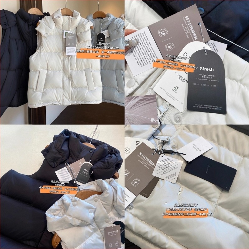 Női kapucnis pehely mellény | 86-90% pehelytartalom | Poliészter anyag | Középmagas hosszúságú 65–80 cm | Egyrészes záródás, álló gallér