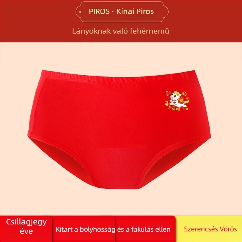 Lányoknak szóló pamut háromszög alakú alsónemű, középmagas derékkal, 95% pamut, Biztonsági osztály A, 8 éves kortól