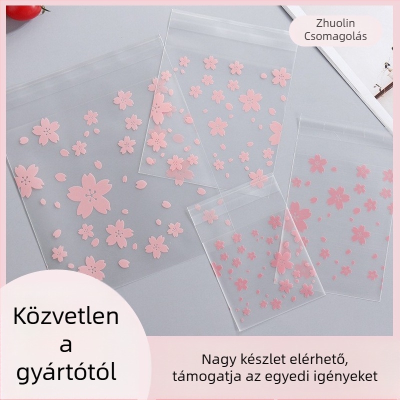 OPP anyagú önzáró tasakok süteményekhez, nyomtatott kivitel, 100 db/csomag, ünnepi ajándékcsomagoláshoz.