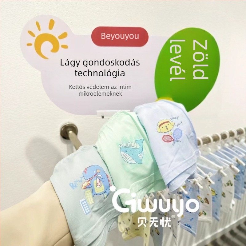 Beiwuyou 4-es csomagos gyerek pamut alsóneműk, uniszex, mintás rajzfilm dizájnnal, 3–8 éveseknek