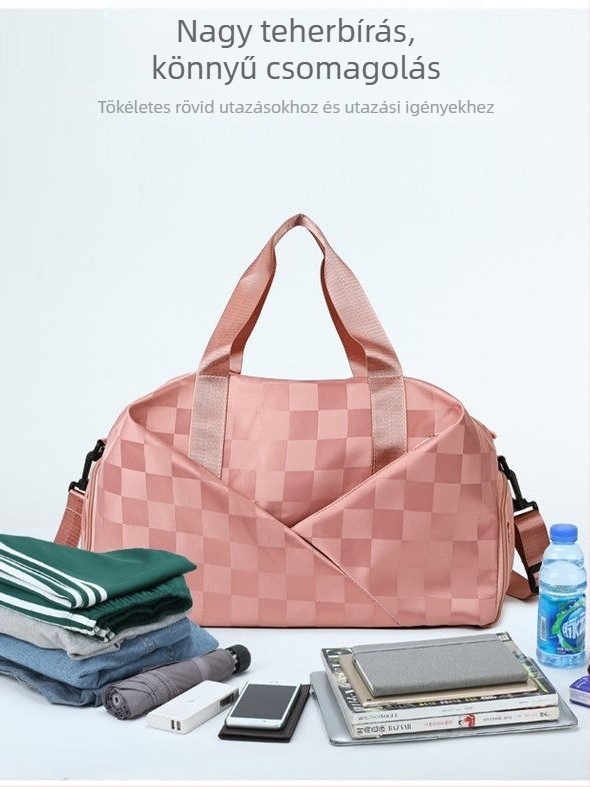 Utazótáska száraz–nedves elválasztással, külön cipőrekesz, Oxford vászon, vízálló, 20–35L kapacitás