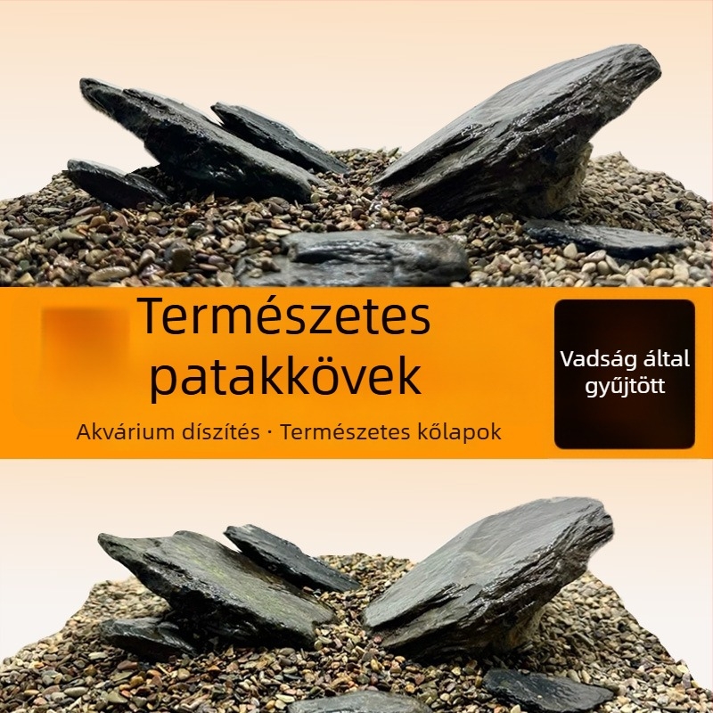 Akvarisztikai tájépítő kő – természetes nyers kő, fő kő és kő töredékek, aljzatos homok, 60 darabos doboz