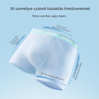 Fiúknak való pamut boxer alsó Yingjisen márka, 95% pamut, középtalpas, 8 év feletti gyermekeknek (140 cm fölött), 4 tűs 6 szálas varrás, biztonsági osztály A