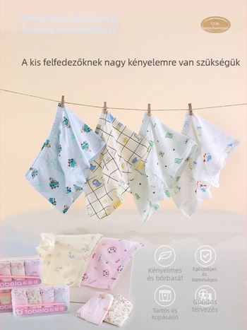 Gyerekeknek antibakteriális boxeralsó, négy darabos készlet, 50% Tencel Modal és pamut keverék, középmagas derekú, 3–8 éveseknek
