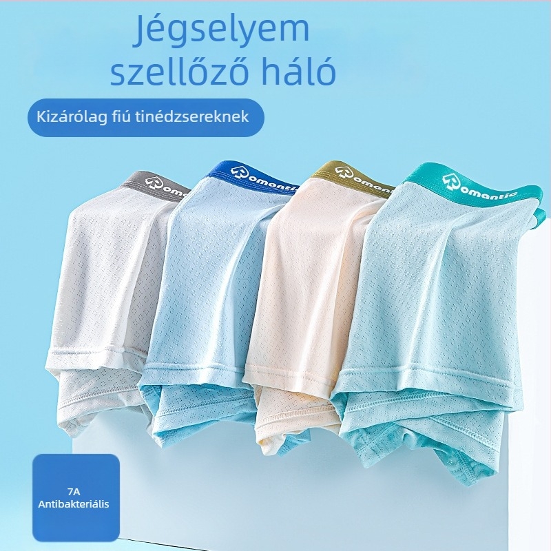 Fiúknak szóló antibakteriális alsónemű, 7A, lélegző nylon 90%, oldalvarrás nélküli, Slim Boyyi, 2024 nyár, 8 évesnél idősebb gyermekeknek
