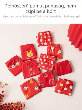 5 csomag piros gyermek boxeralsó dobozos csomag, Újév alkalmára, A osztályú, fiúknak és lányoknak
