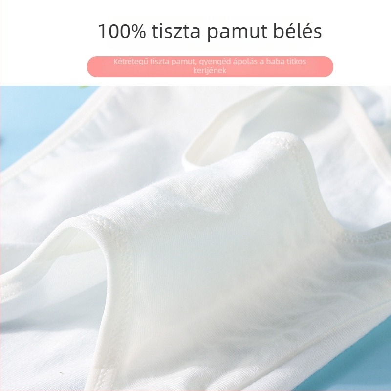 Fehér pamut bugyik lányoknak, iskolás korú gyerekeknek, egyszínű, nyári alsónemű
