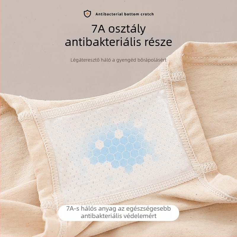 Lányoknak szánt fehérnemű, 95% pamut, 5% elasztán, antibakteriális 7A fokozat, 3-8 éveseknek, cipzáras zacskóban