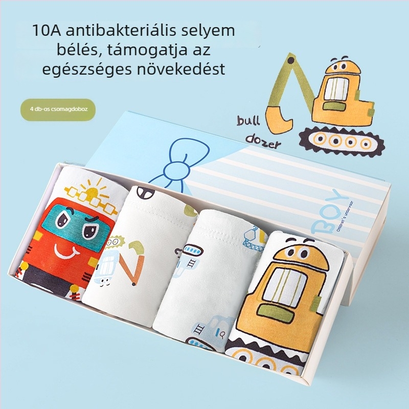 Fiúknak szóló antibakteriális alsónemű, 95% pamut, Yingjisen márka, cikkszám 9671, dobozos csomagolás