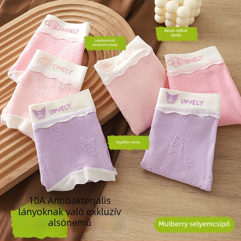 Jacquard pamut alsónemű lányoknak, elasztikus derekú, 95% pamut, 3–8 éveseknek