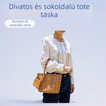 PVC Tote táska mindennapi használatra | mágneses zárás, vízszintes négyzet alak, belső cipzáras rekesz és dokumentum zseb, vászon bélés