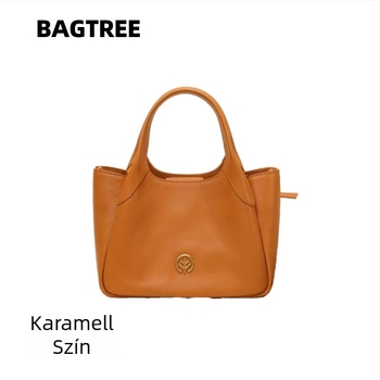 BAGTREE Valódi bőr vízvödör-táska — városi minimalist stílus, másodlagos marhabőr, belső cipzáras zseb és telefonzseb, poliészter–pamut bélés