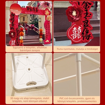 Esküvői ív alakú kapu üdvözlő oszlopokkal kültéri vidéki esküvőhöz – Anyag: Egyéb; Márka: Jiang su; Csomagolás: Szokásos csomagolás; Alkalom: Esküvő