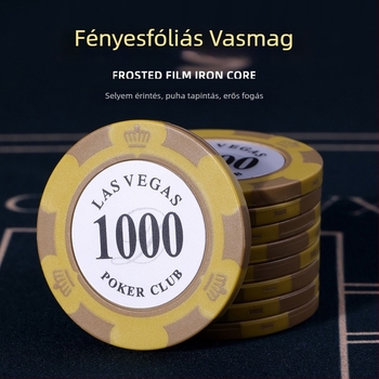 Texas Hold'em agyag chipes készlet Crown chipekkel, anyaga: agyag, 1 készlet a dobozban.