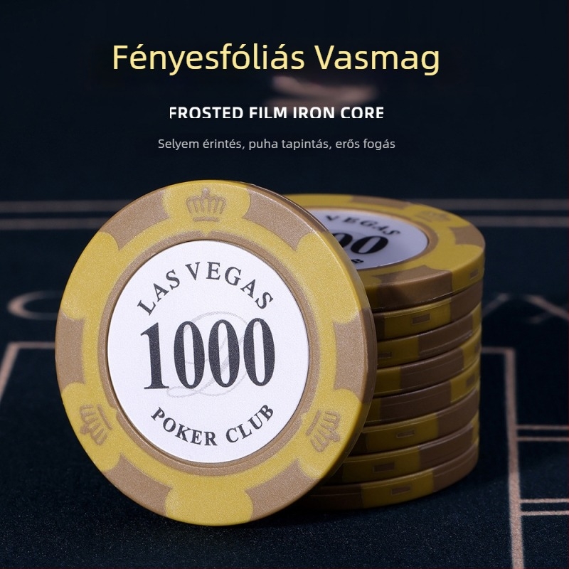 Texas Hold'em agyag chipes készlet Crown chipekkel, anyaga: agyag, 1 készlet a dobozban.