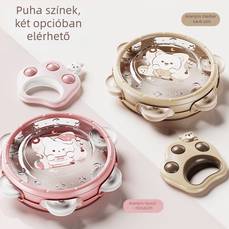 Le zai Kézi tamburin – Műanyag babajáték, Korai tanulási eszköz, Kényelmes a babának, Dobozos csomagolás, 3C műanyag játék