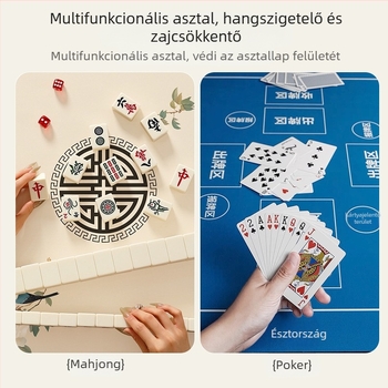 Texas Hold'em asztalterítő csúszásmentes és zajcsökkentő funkciókkal; kevert anyagból, négyszögletes forma, rácsmintás, hőálló