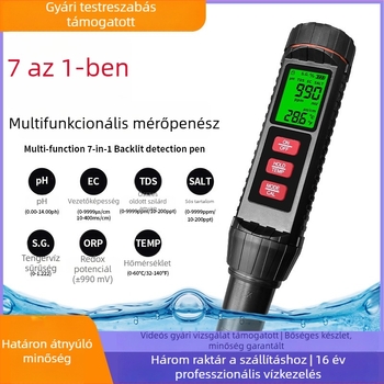 BG-MF-X71 hordozható vízminőség-analizátor – pH, sótartalom, EC/tds és ORP mérésére, valamint a hőmérséklet; mérési tartomány EC/tds/só/pH/ORP/hőmérséklet; pontosság ±2% FS; tápellátás 3V